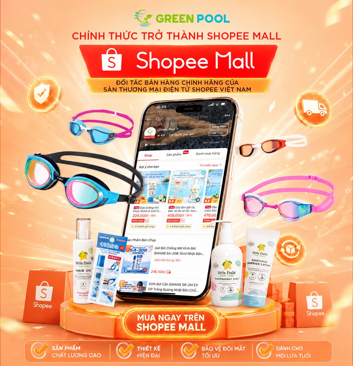 GIAN HÀNG GREEN POOL CHÍNH THỨC TRỞ THÀNH SHOPEE MALL - CHUẨN CHÍNH HÃNG, TRỌN NIỀM TIN